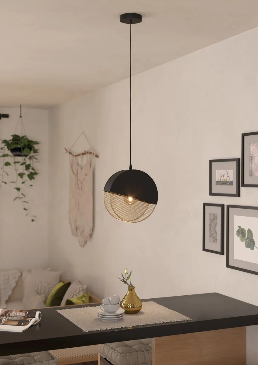 Eglo Mumbles Hanglamp E27 - 28,5 cm - Zwart/Goud - afbeelding 6 van 6