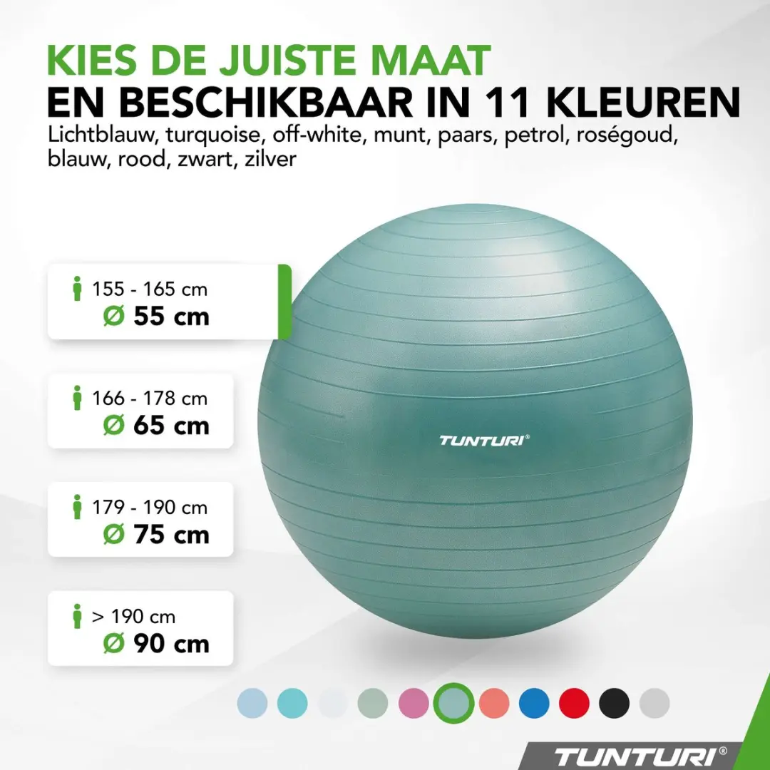 Tunturi Anti Burst Fitnessbal 55cm - 220 kg - Groen