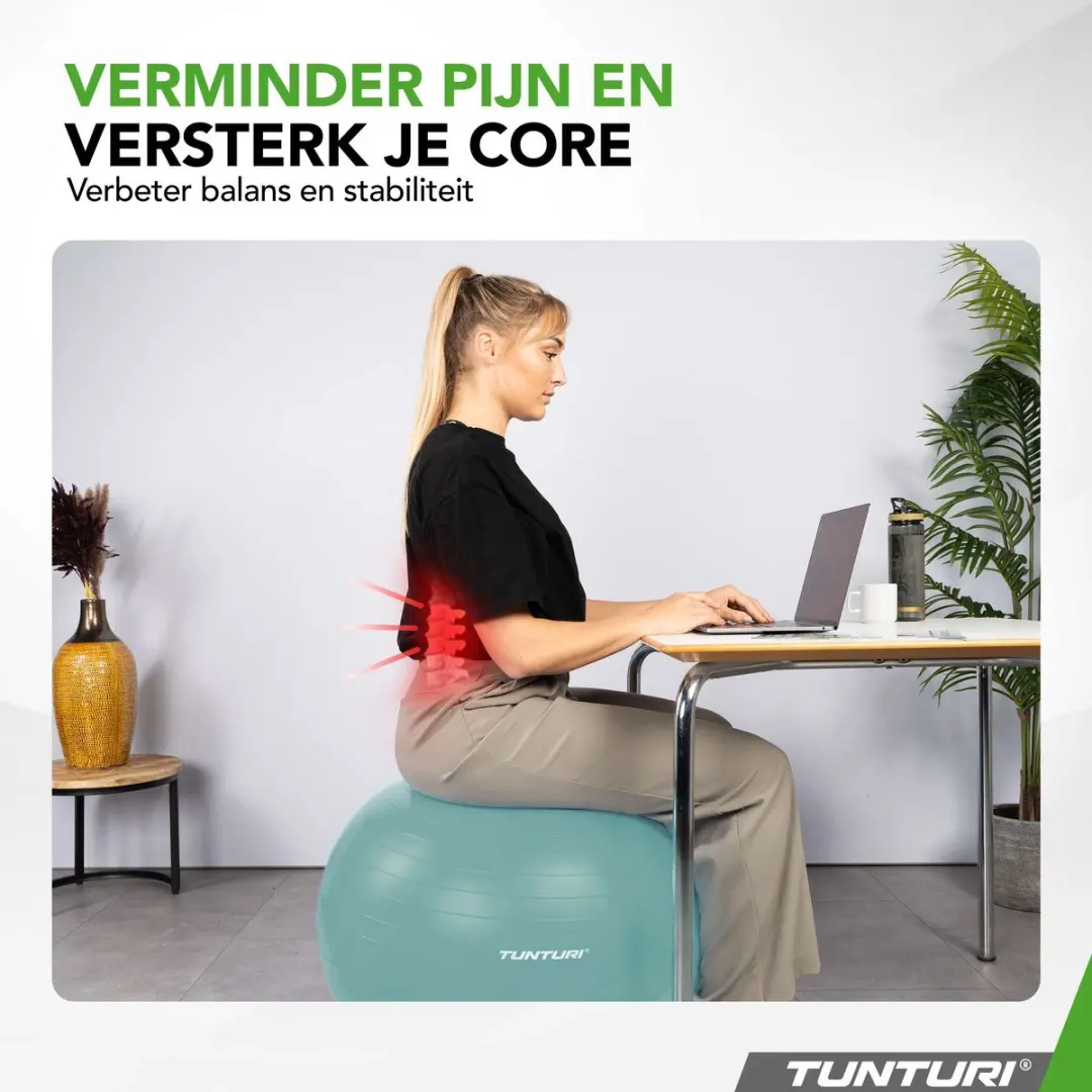 Tunturi Anti Burst Fitnessbal 55cm - 220 kg - Groen