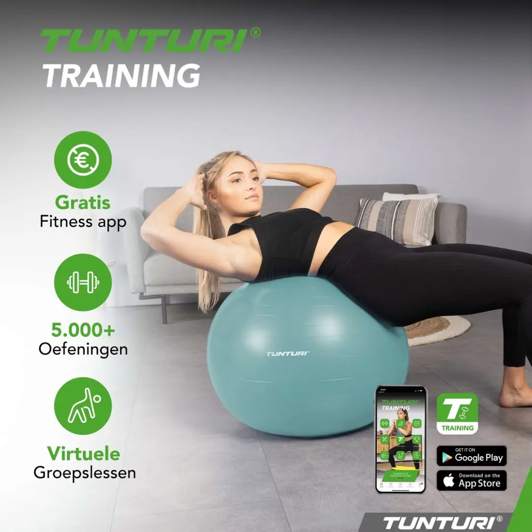 Tunturi Anti Burst Fitnessbal 55cm - 220 kg - Groen
