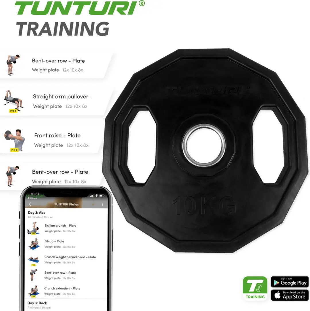 Tunturi Olympische Halterschijf 10kg - 50mm - Zwart