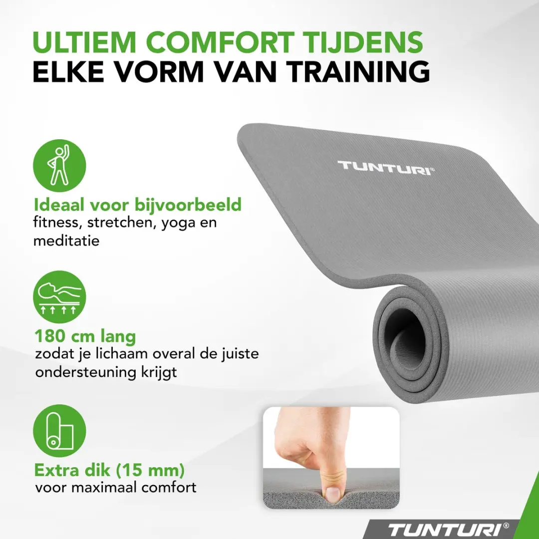 Tunturi NBR Yogamat - 180x60x1,5cm Grijs