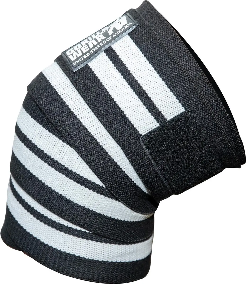 Gorilla Wear Knee Wraps 250cm - Zwart/Wit