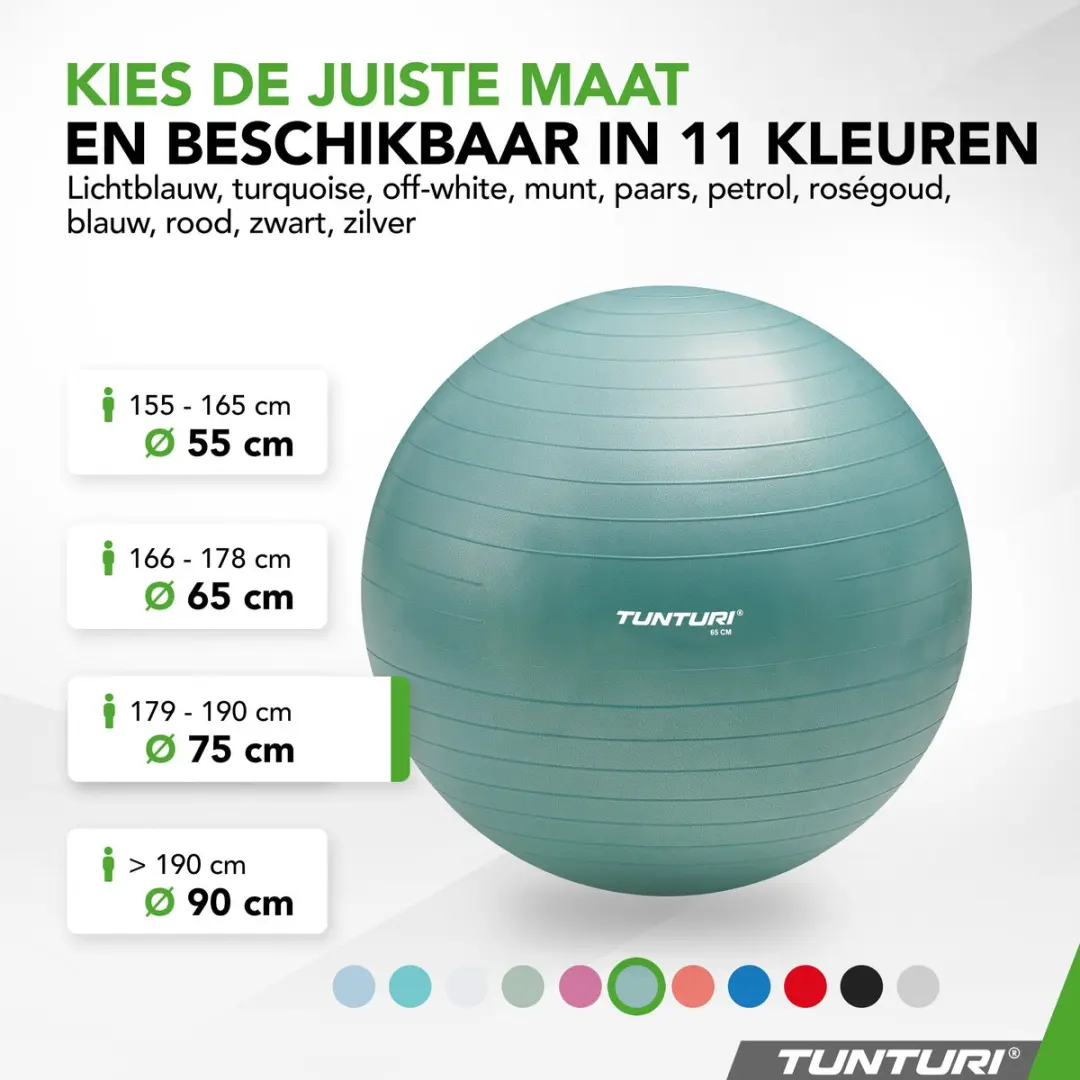Tunturi Anti Burst Fitnessbal 75cm - 220kg - Petrol