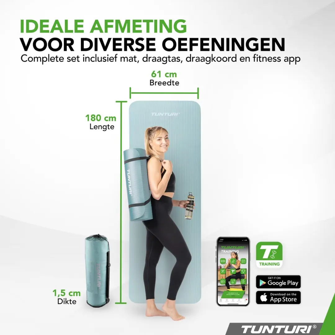 Tunturi NBR Yogamat 180x60cm - Lichtblauw