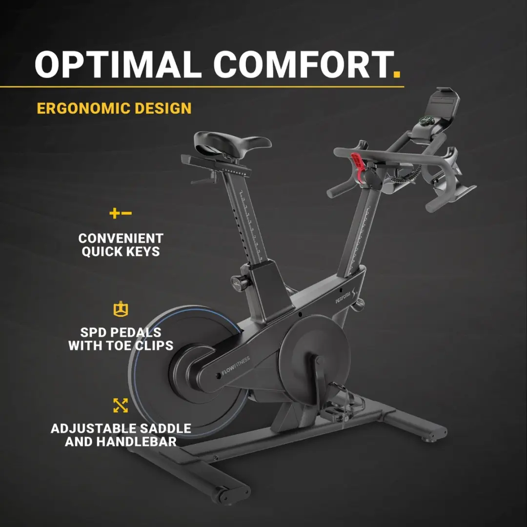 Flow Fitness Perform S2i Indoor Cycle - 15kg Vliegwiel - 32 Weerstanden - Zwart