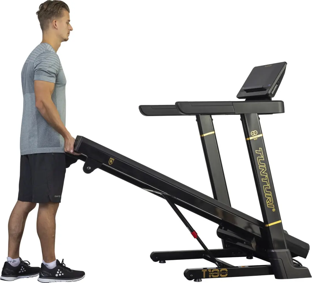 Tunturi Centuri T100 Loopband - Opvouwbaar 47 Programma's - 0.8-20.0 km/u - Zwart/Goud
