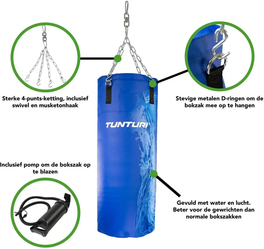 Tunturi Aqua Bokszak 150cm - Blauw/Wit