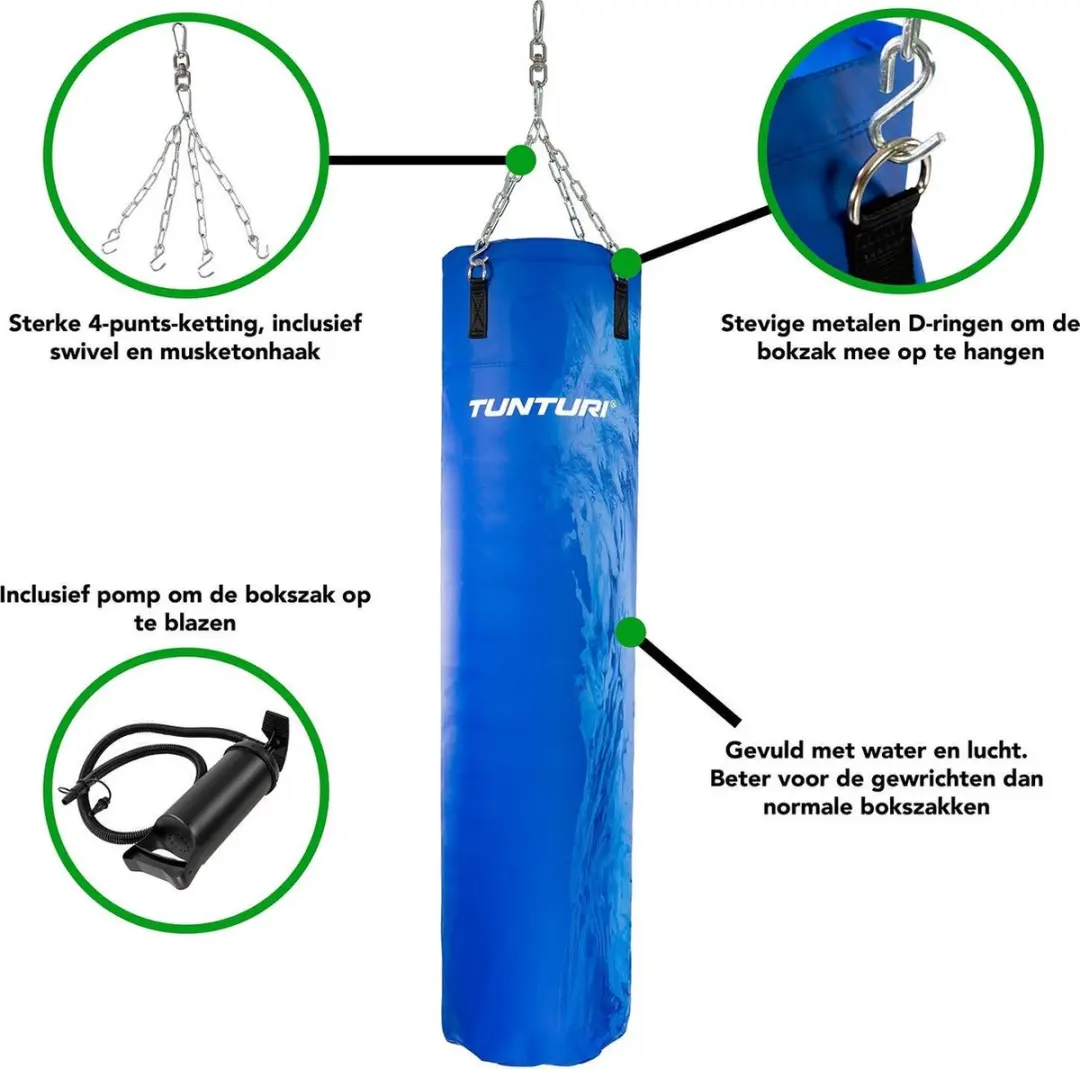 Tunturi Aqua Bokszak 150cm - Blauw/Wit