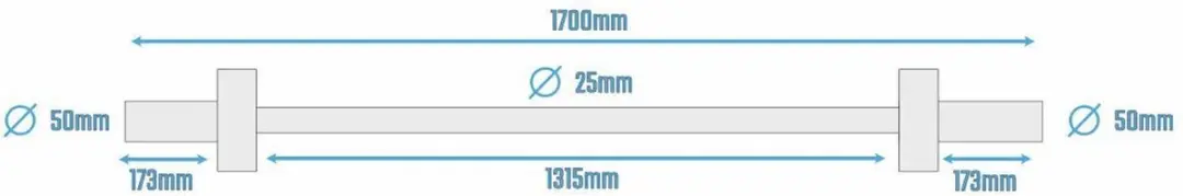 Muscle Power Olympische Halterstang 170cm - 5cm - Zwart