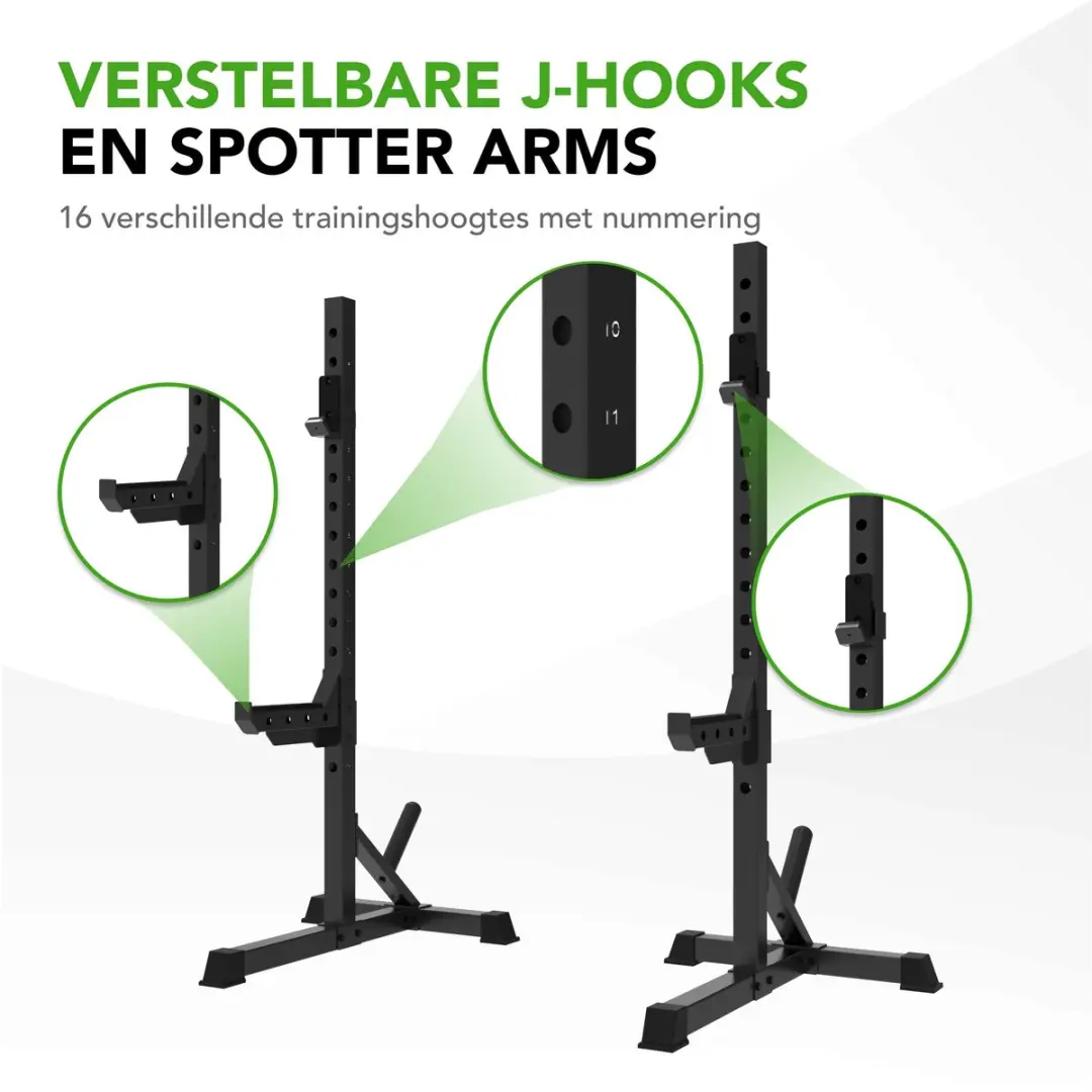 Tunturi SS60 Haltersteunen - Squat Standaard 200kg - Zwart