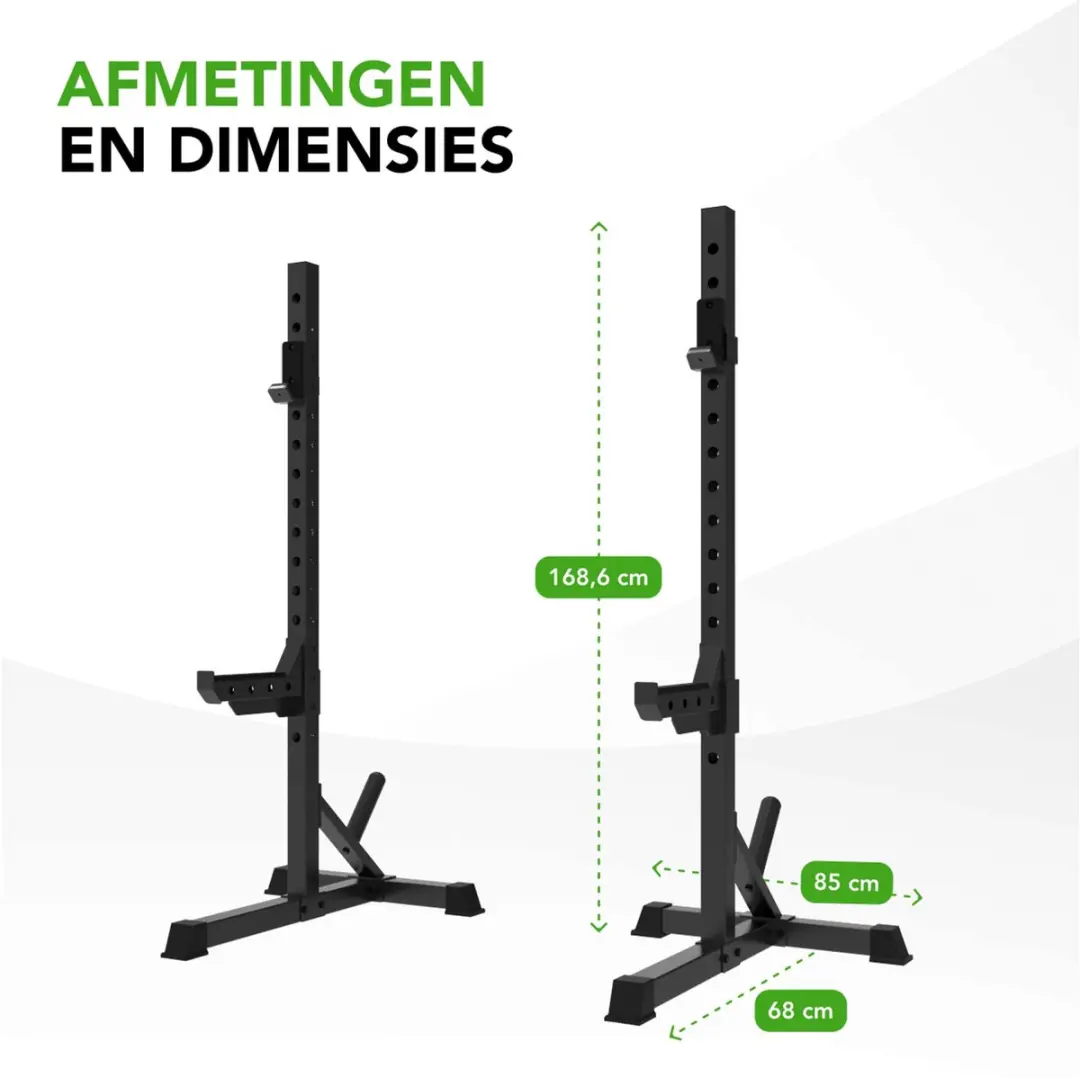 Tunturi SS60 Haltersteunen - Squat Standaard 200kg - Zwart