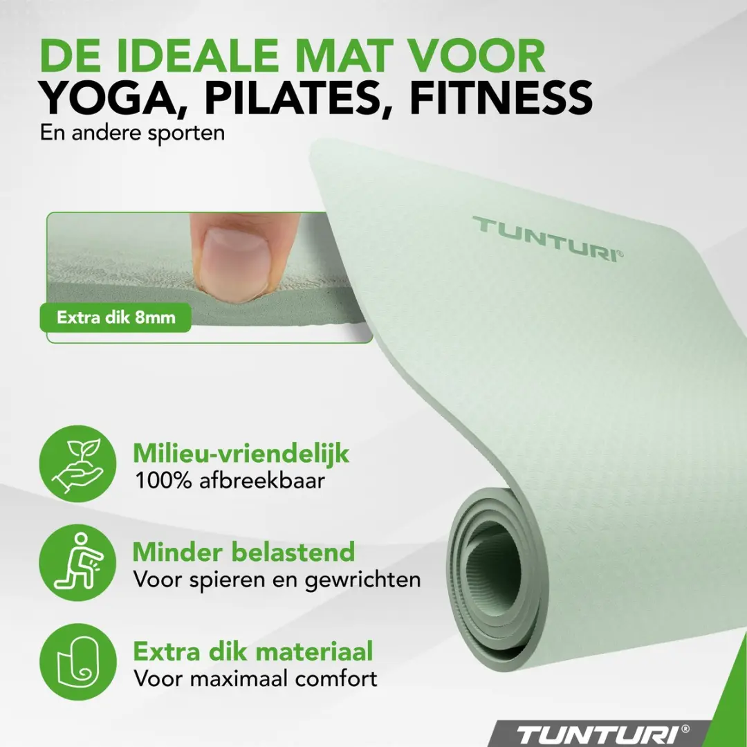 Tunturi Yoga Mat 8mm - 183x61cm Mint