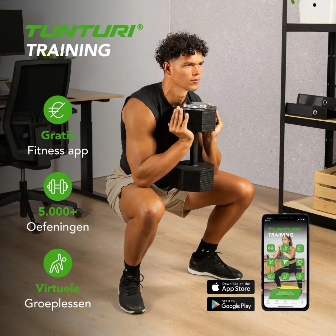 Tunturi Rapid Verstelbare Dumbbell 36kg - 17 Gewichten