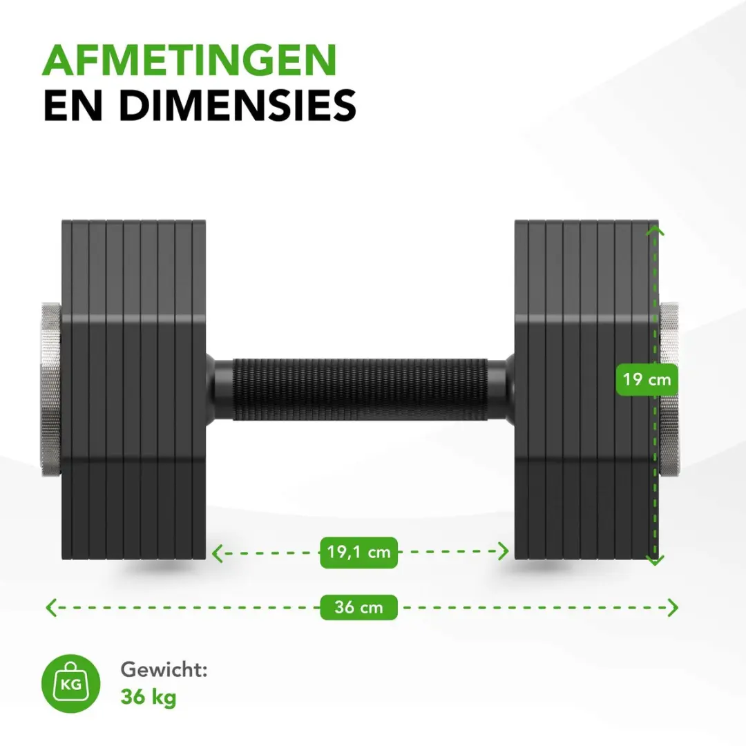 Tunturi Rapid Verstelbare Dumbbell 36kg - 17 Gewichten