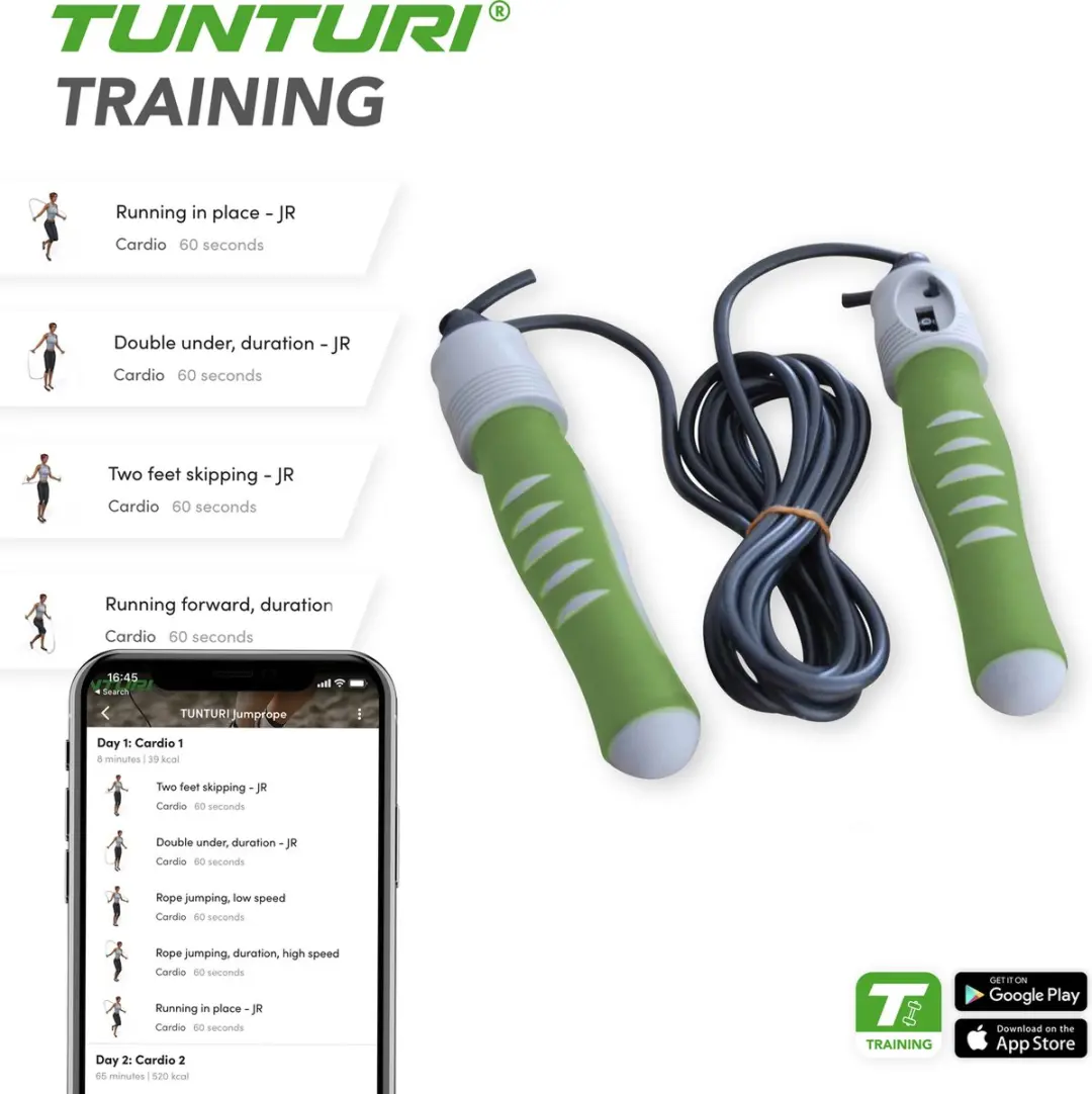 Tunturi Springtouw met Teller - Grijs/Groen