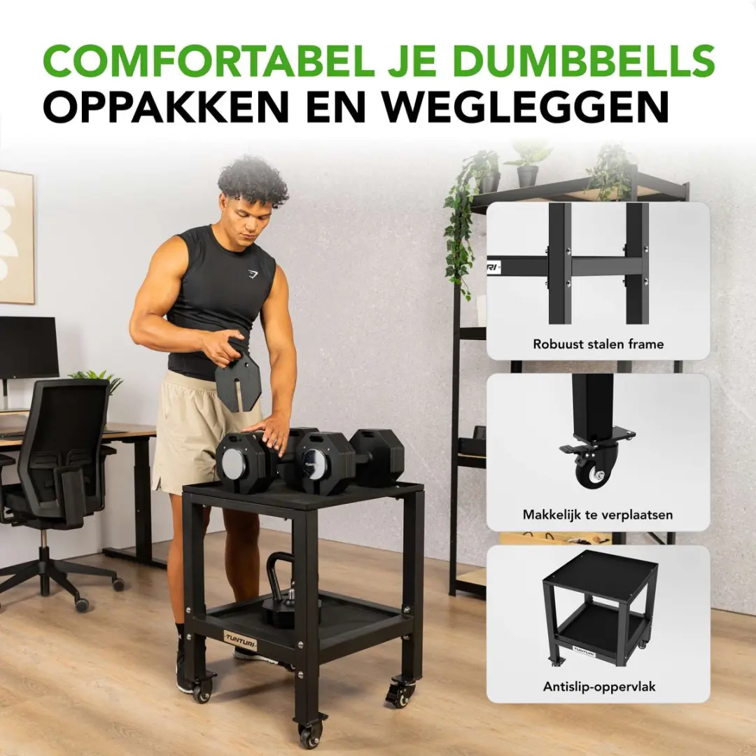 Tunturi Rapid Verstelbare Dumbbell Stand - Zwart