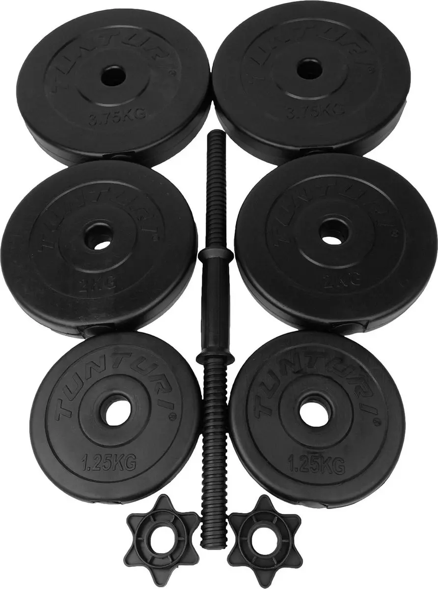 Tunturi Dumbbellset 15 kg - Zwart Vinyl