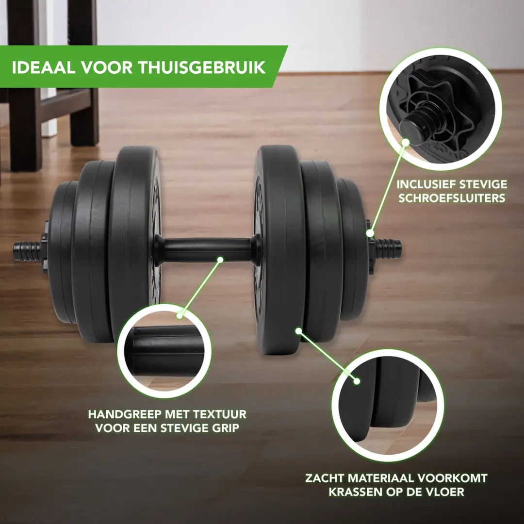 Tunturi Dumbbellset 15 kg - Zwart Vinyl