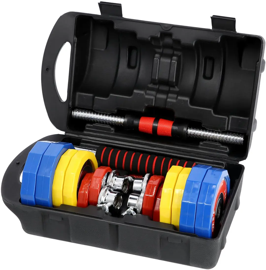 HMS Verstelbare Halter & Dumbbell Set 21kg - 24-delig - Rood/Blauw/Geel