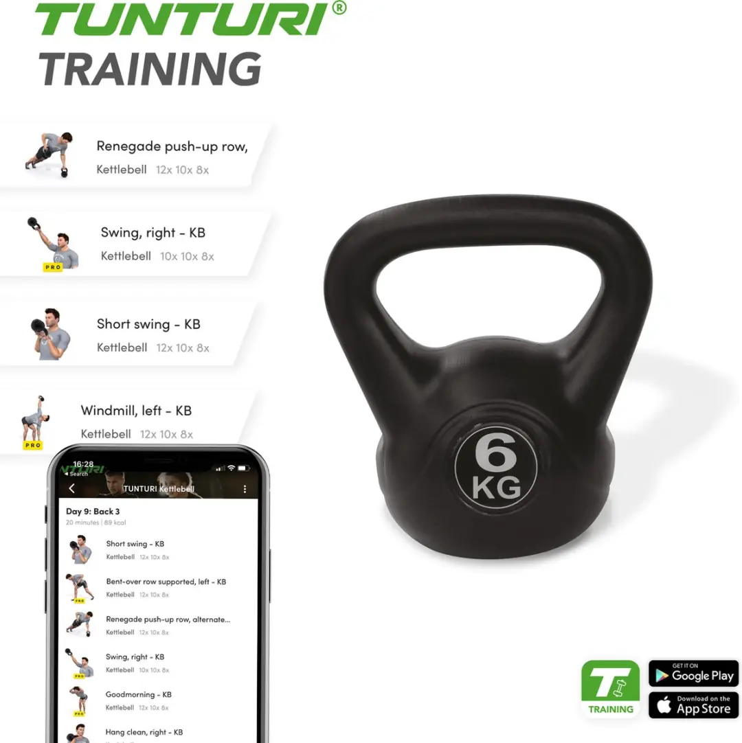 Tunturi Kettlebell 6 kg - Zwart