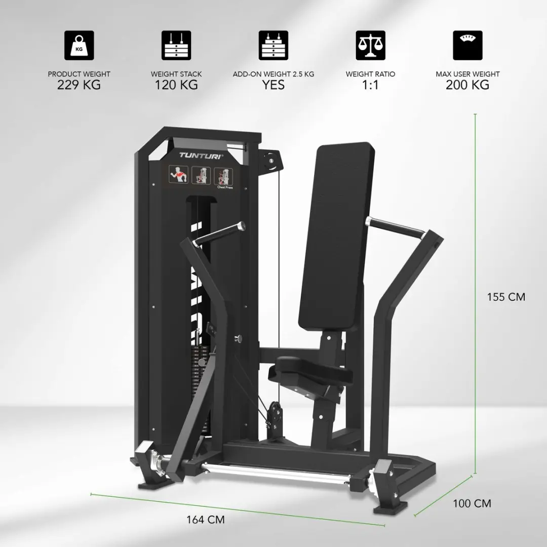 Tunturi Platinum Chest Press Krachtstation - 200kg - Zwart