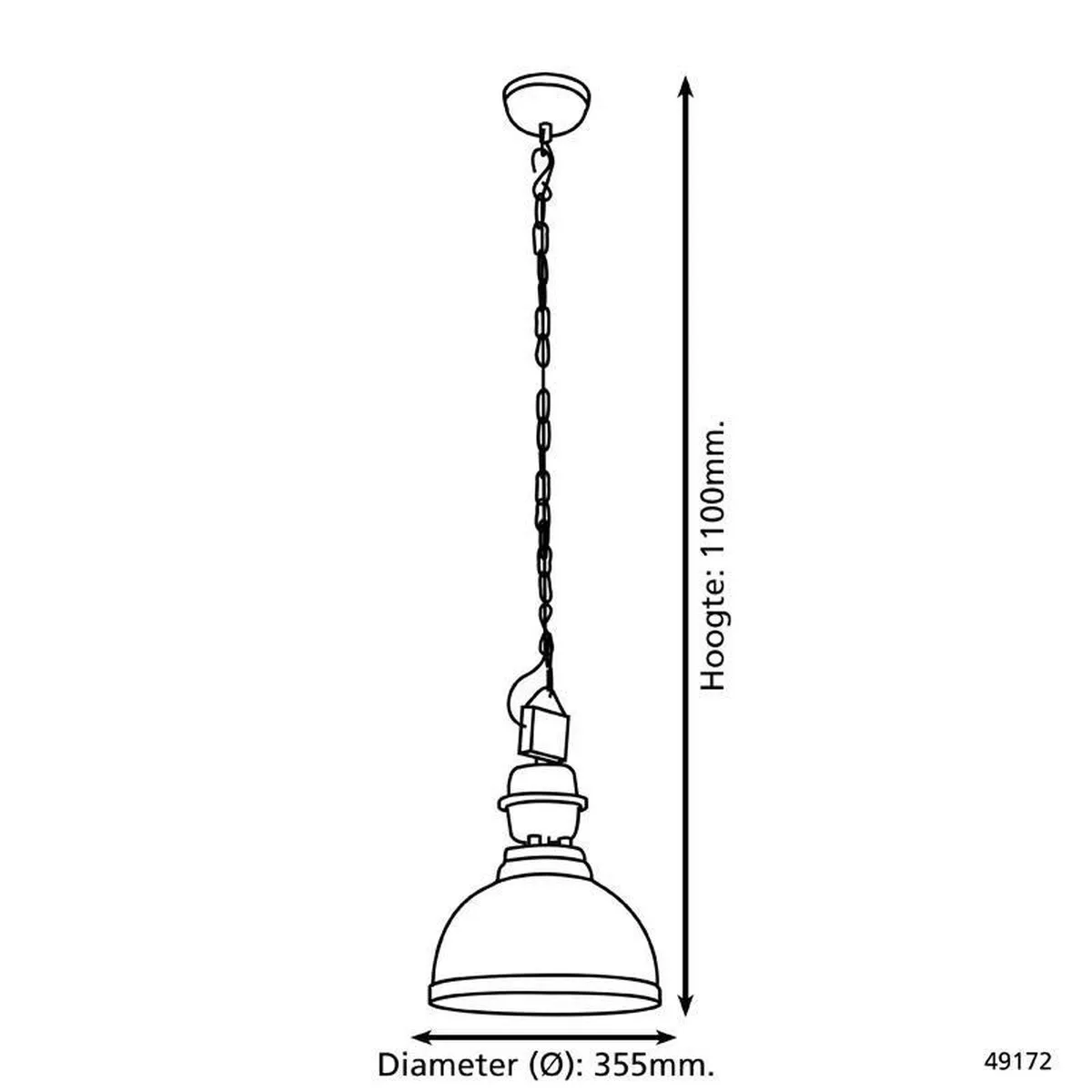 Eglo Vintage Grantham Hanglamp - 1 Licht - Ø355mm - Beige/Chroom