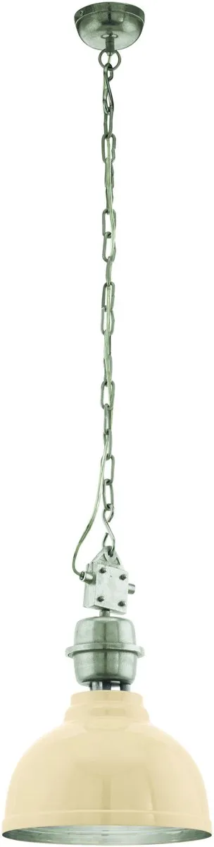 Eglo Vintage Grantham Hanglamp - 1 Licht - Ø355mm - Beige/Chroom