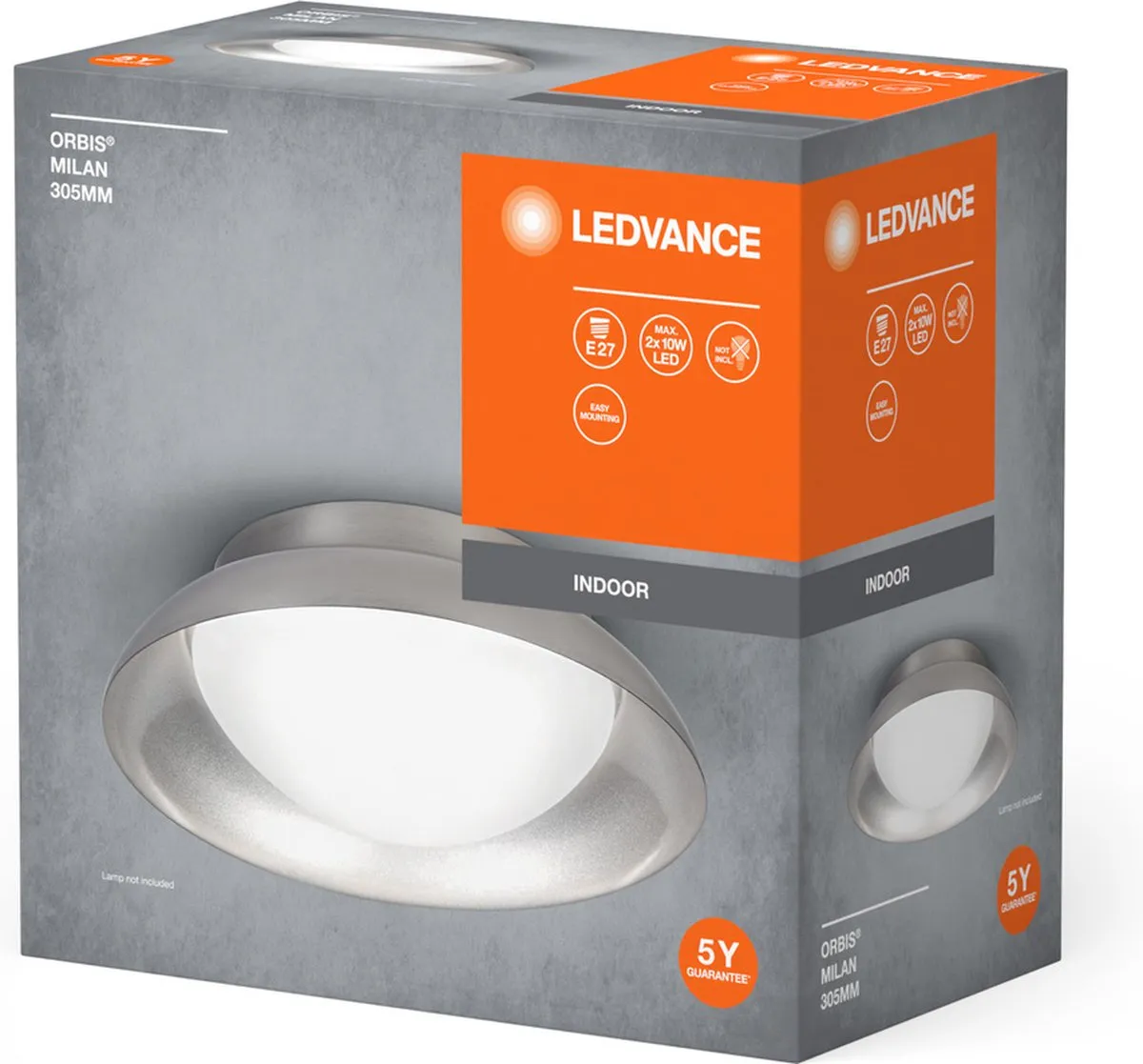 LEDVANCE Orbis Milan Plafondlamp 2xE27 - Nikkel