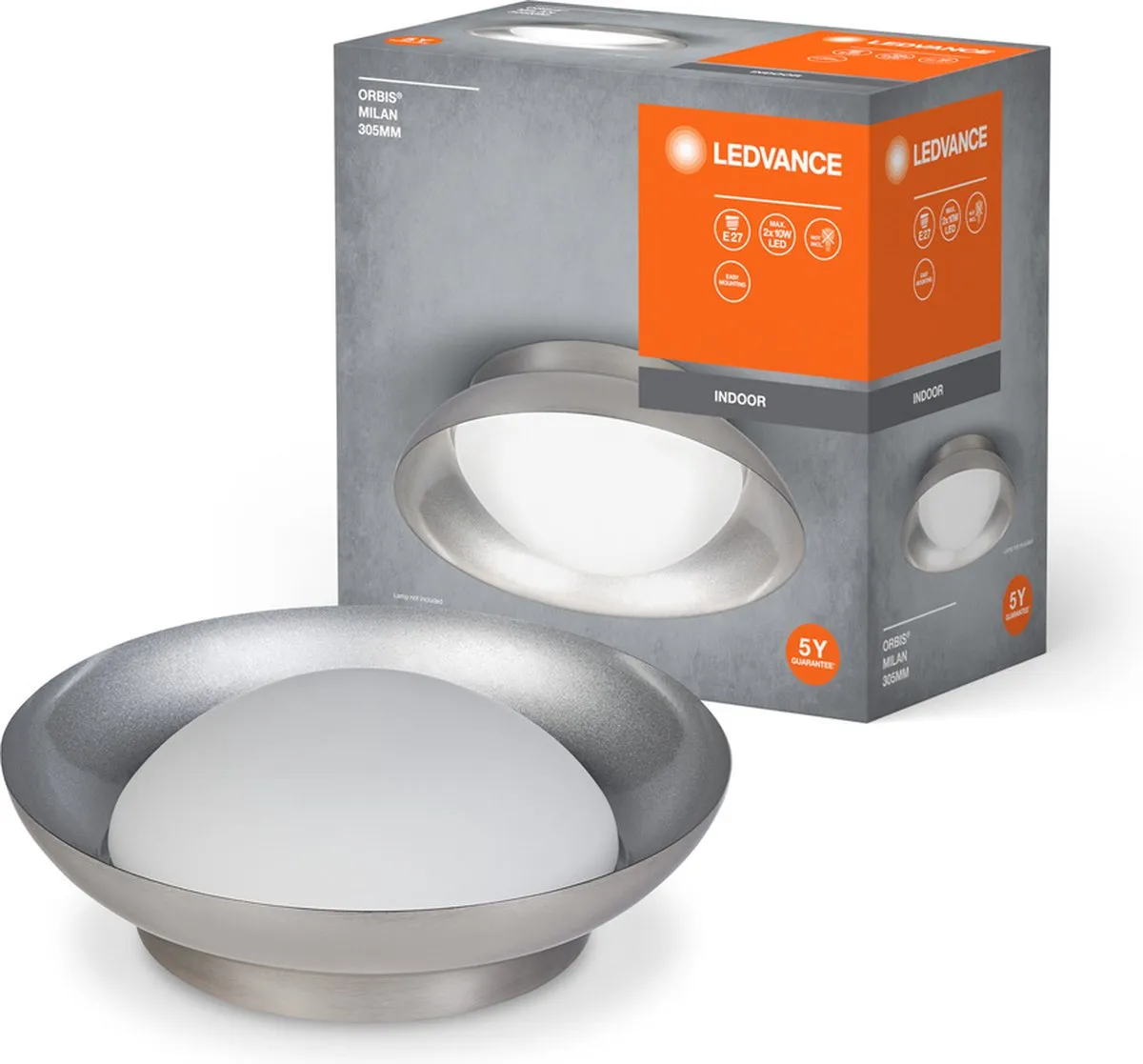 LEDVANCE Orbis Milan Plafondlamp 2xE27 - Nikkel