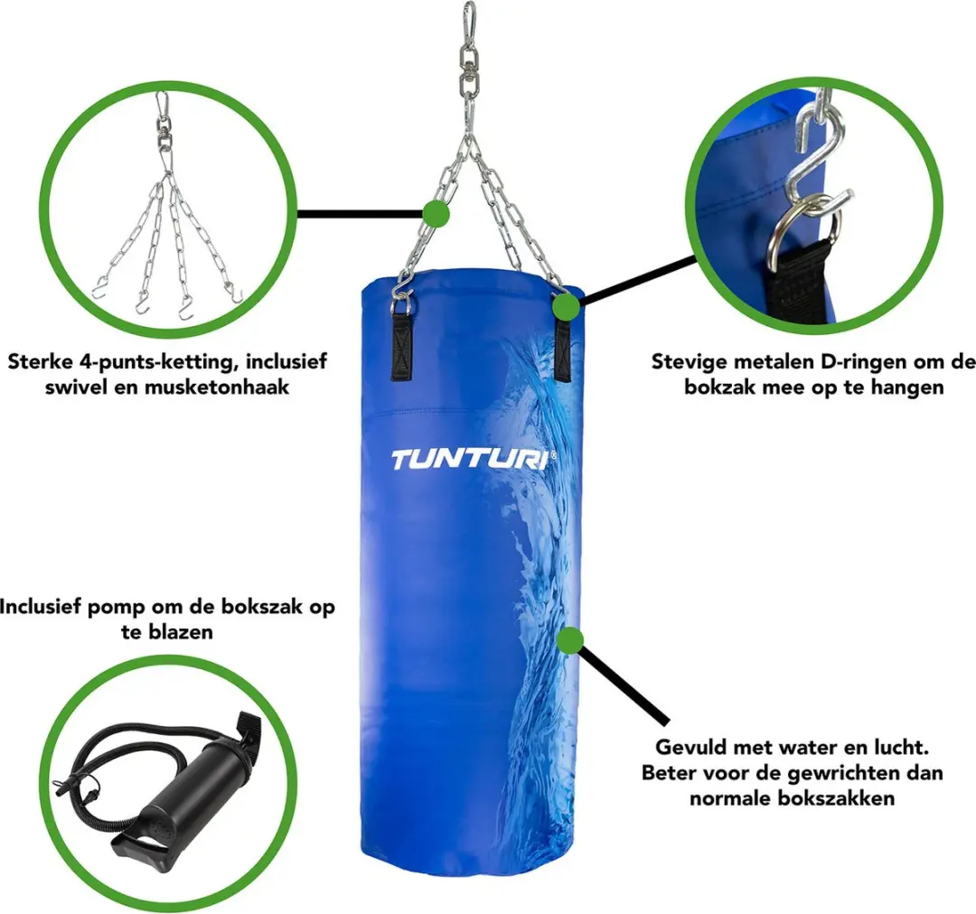 Tunturi Aqua Bokszak 100cm - Stootzak - Blauw/Wit