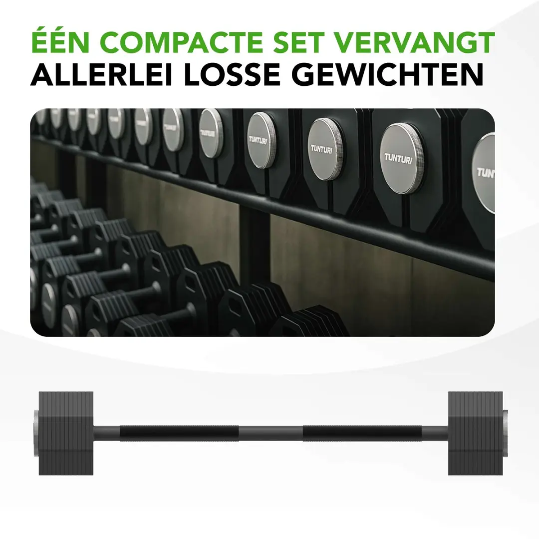 Tunturi Rapid Verstelbare Barbell 59kg - 27-delig - Zwart