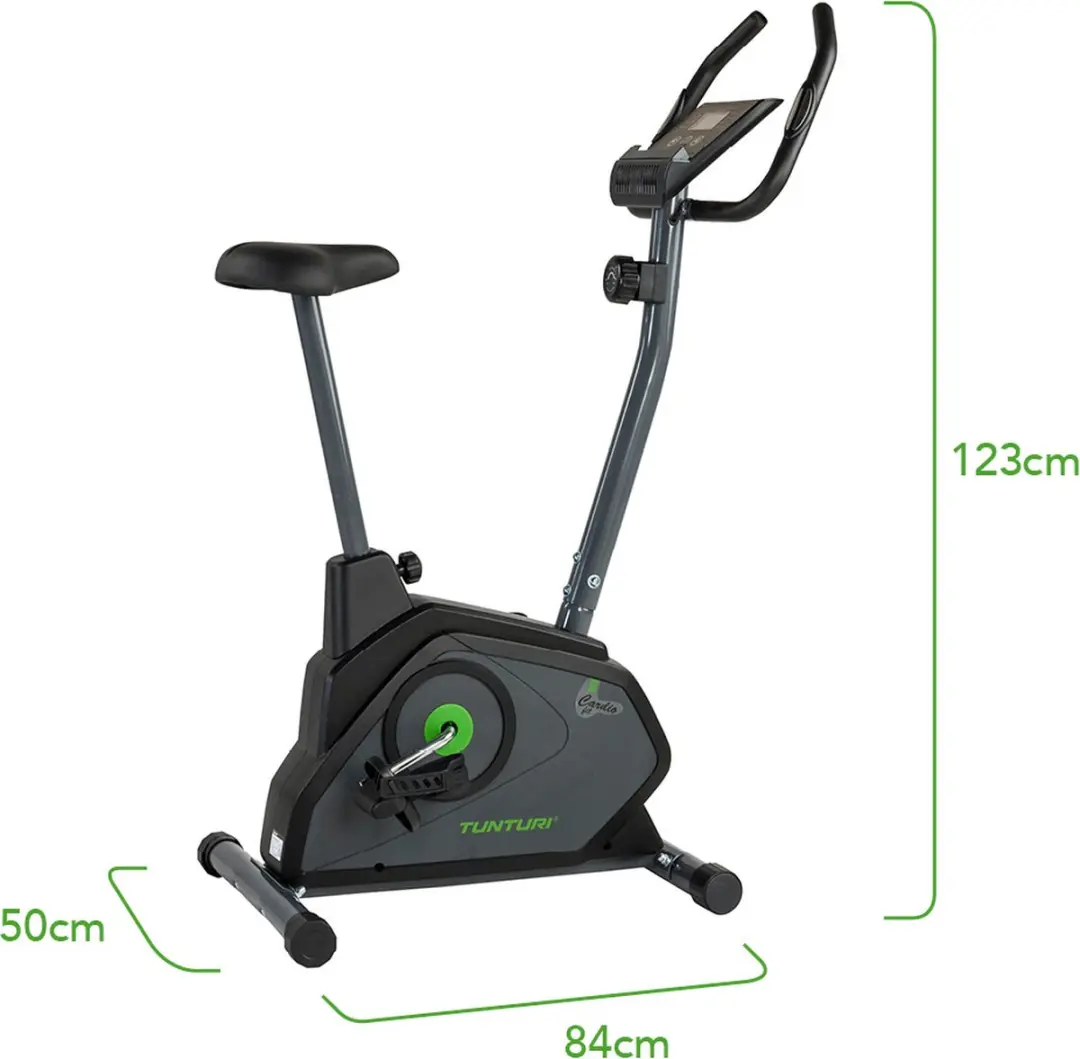 Tunturi Cardio Fit B30 Hometrainer - 8 Niveaus - Zwart/Groen/Grijs