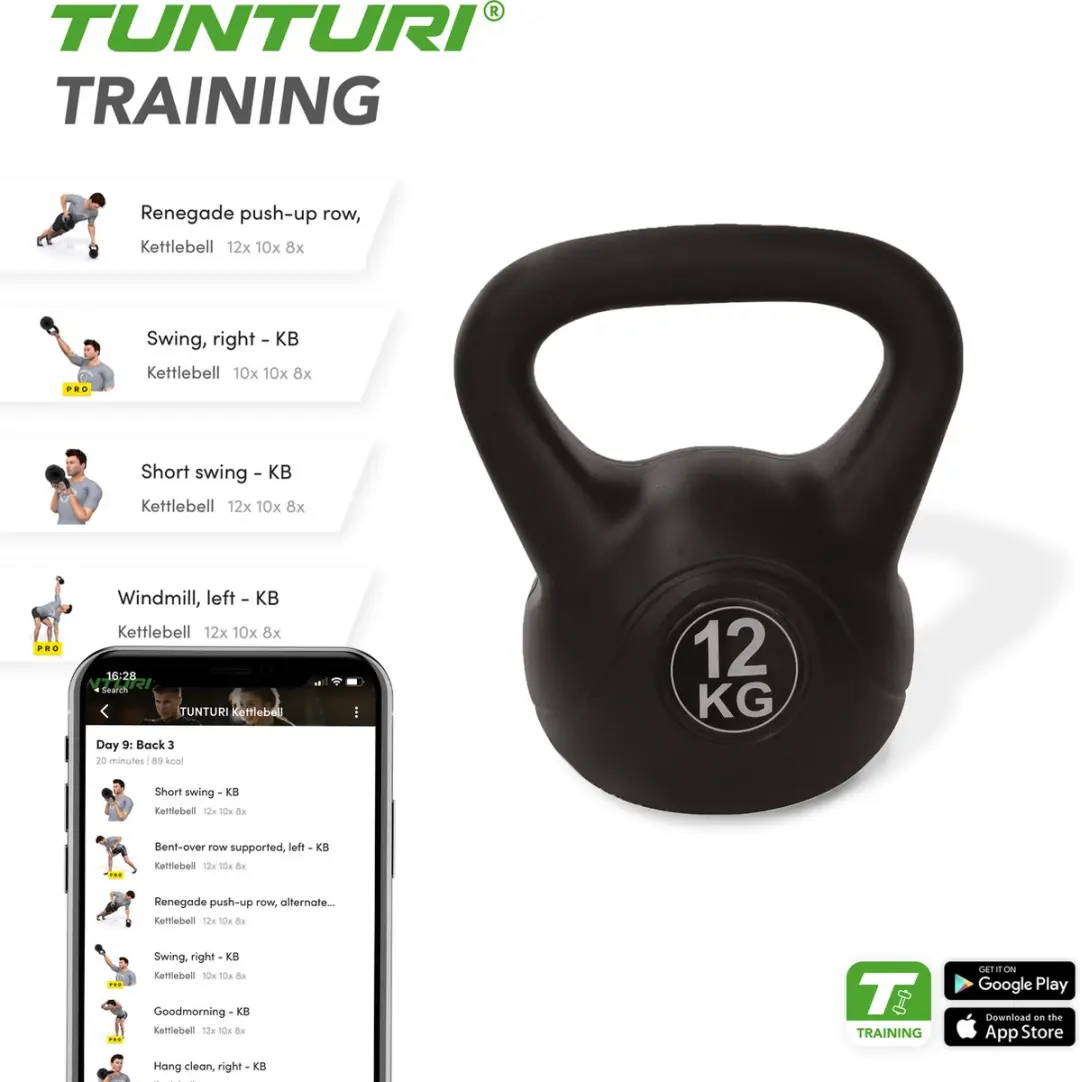 Tunturi Kettlebell 12 kg - Zwart