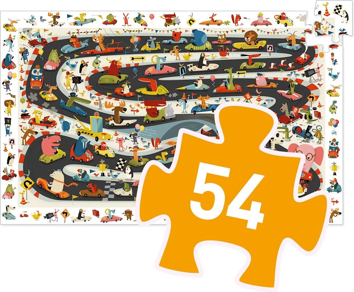Djeco Puzzel Autorally 54 Stuks - Multicolor