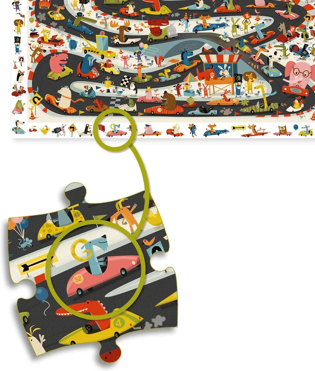 Djeco Puzzel Autorally 54 Stuks - Multicolor