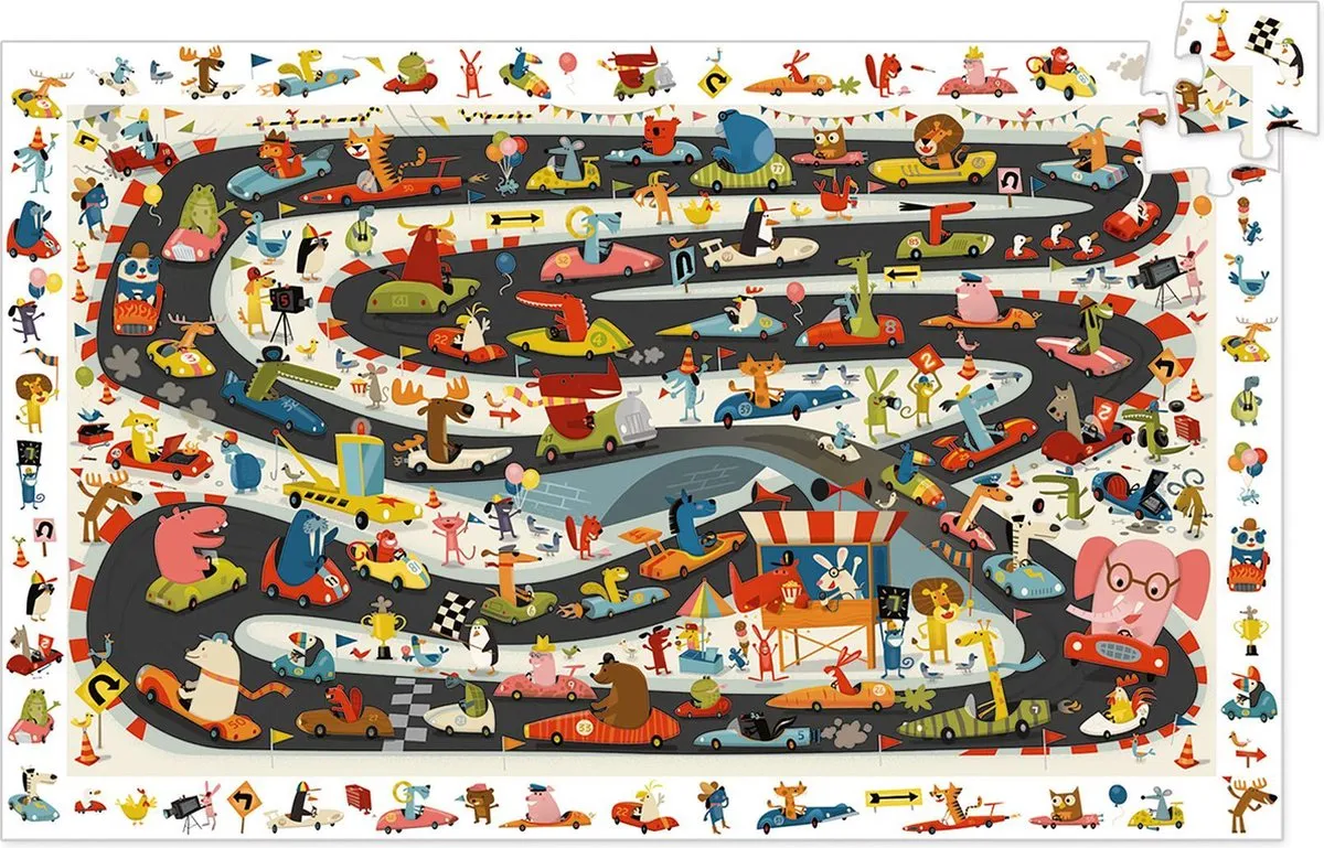 Djeco Puzzel Autorally 54 Stuks - Multicolor
