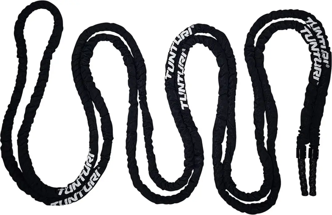 Tunturi Pro Battle Rope 15m - Canvas Bescherming - Zwart/Wit