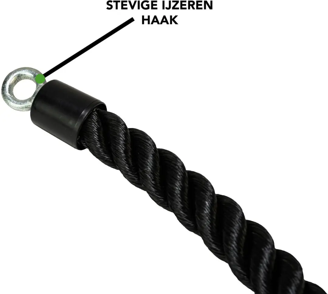 Tunturi Enkele Tricep Touw - Zwart/Zilver