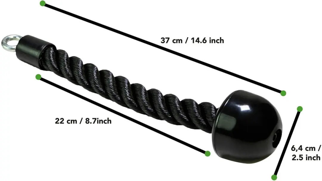Tunturi Enkele Tricep Touw - Zwart/Zilver