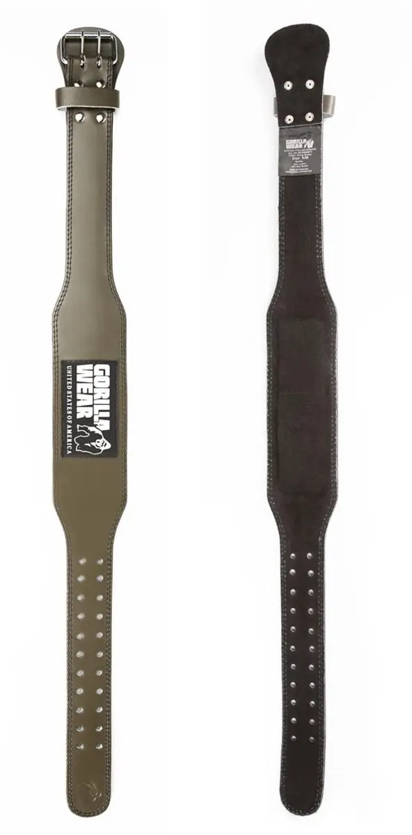 Gorilla Wear Leren Sportriem 4 Inch - Halterriem - Legergroen