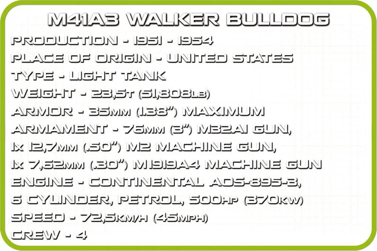 Cobi Walker Bulldog M41A3 - 625 Onderdelen - Groen
