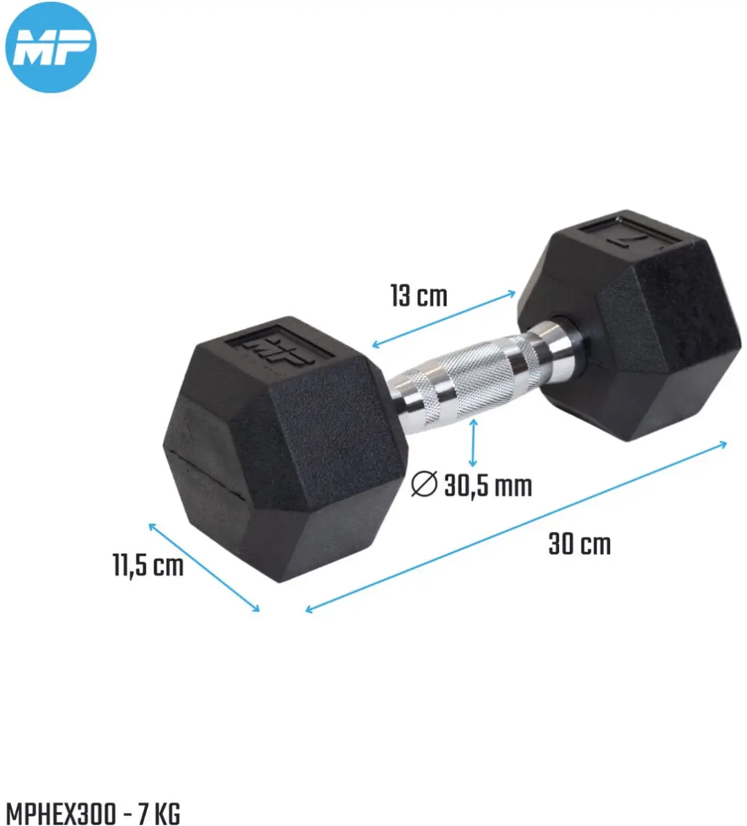 Muscle Power Hexa Dumbbell 7 kg - Zwart