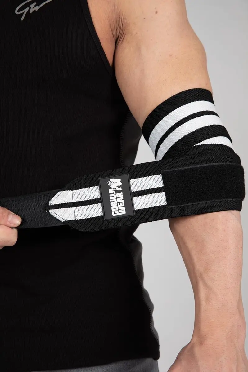 Gorilla Wear Elbow Wraps 120cm - Zwart/Wit