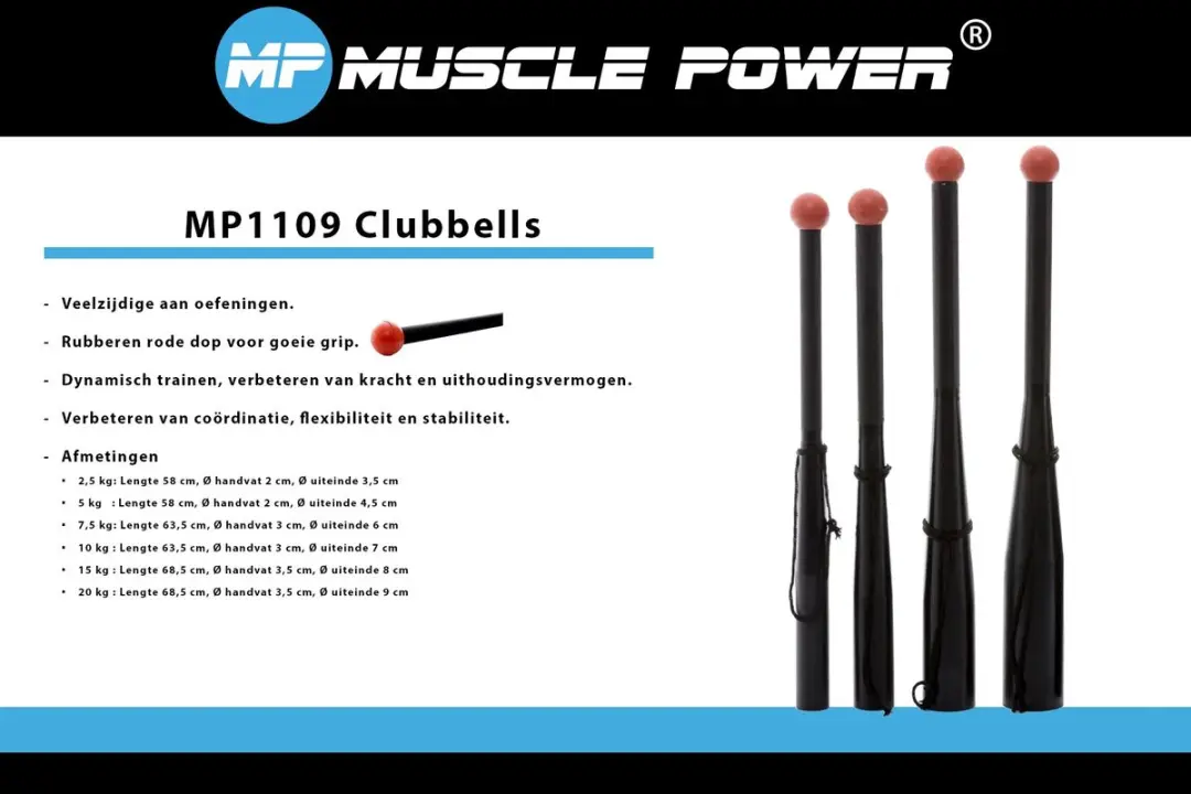 Muscle Power Clubbell 7,5 kg - Rood/Zwart