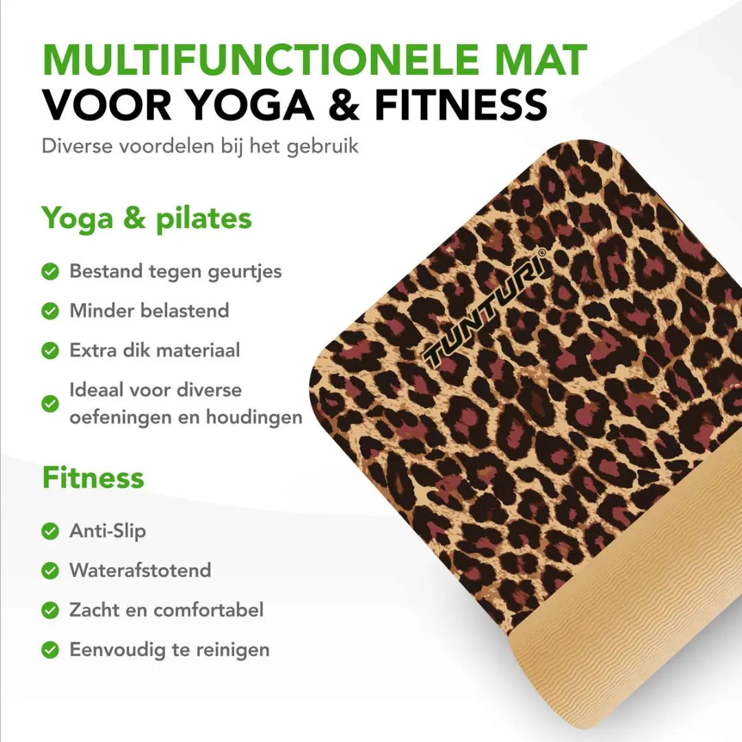 Tunturi Yoga Mat 8mm Luipaardprint - 183x61cm