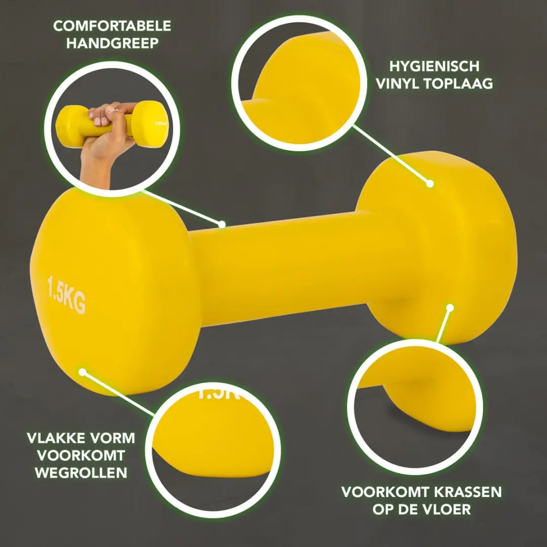 Tunturi Dumbbellset 2x1,5 kg - Geel