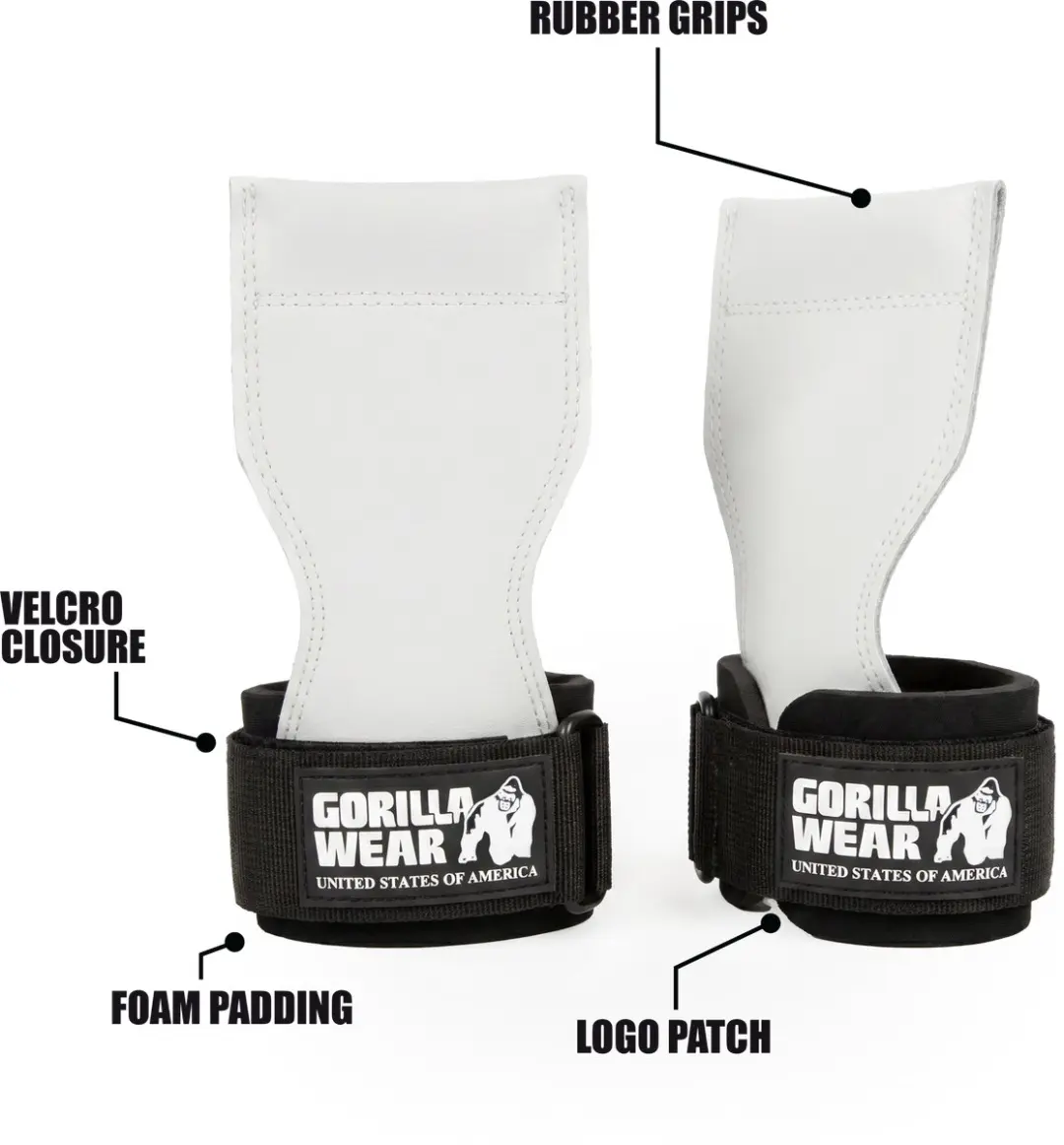Gorilla Wear Lifting Grips - 1 Paar - Zwart/Wit
