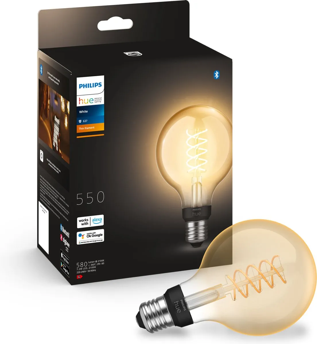 Philips Hue Filament G93 E27 - 7.2W Warmwit Mat