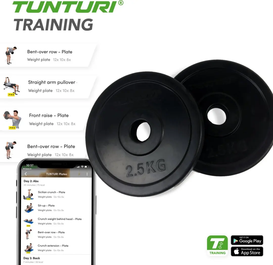 Tunturi Halterschijven 2x 2,5 kg - 30mm - Zwart